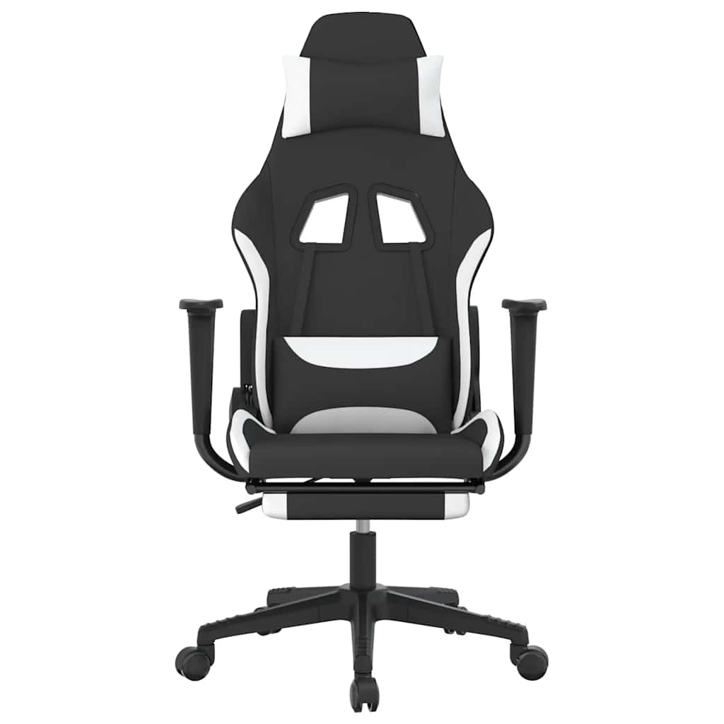 Gaming-Stuhl mit Massagefunktion Schwarz und Creme Stoff