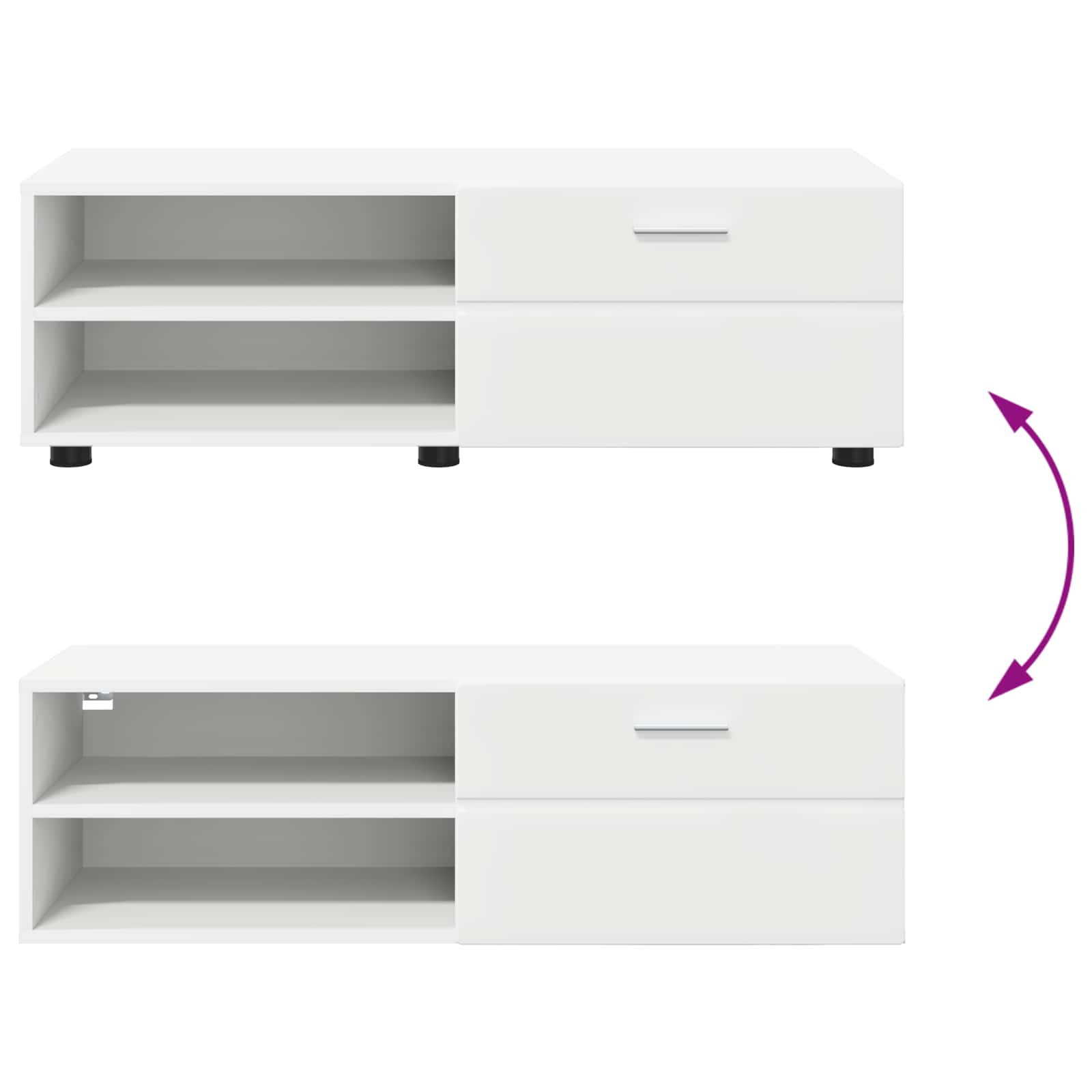Highboard mit Regal FLORIN Weiß 60 x 35 x 182 cm Holzwerkstoff