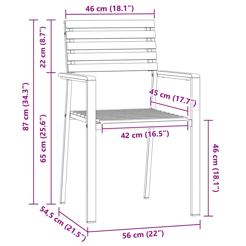 Gartenstuhl 6 pcs Massives Akazienholz und Edelstahl