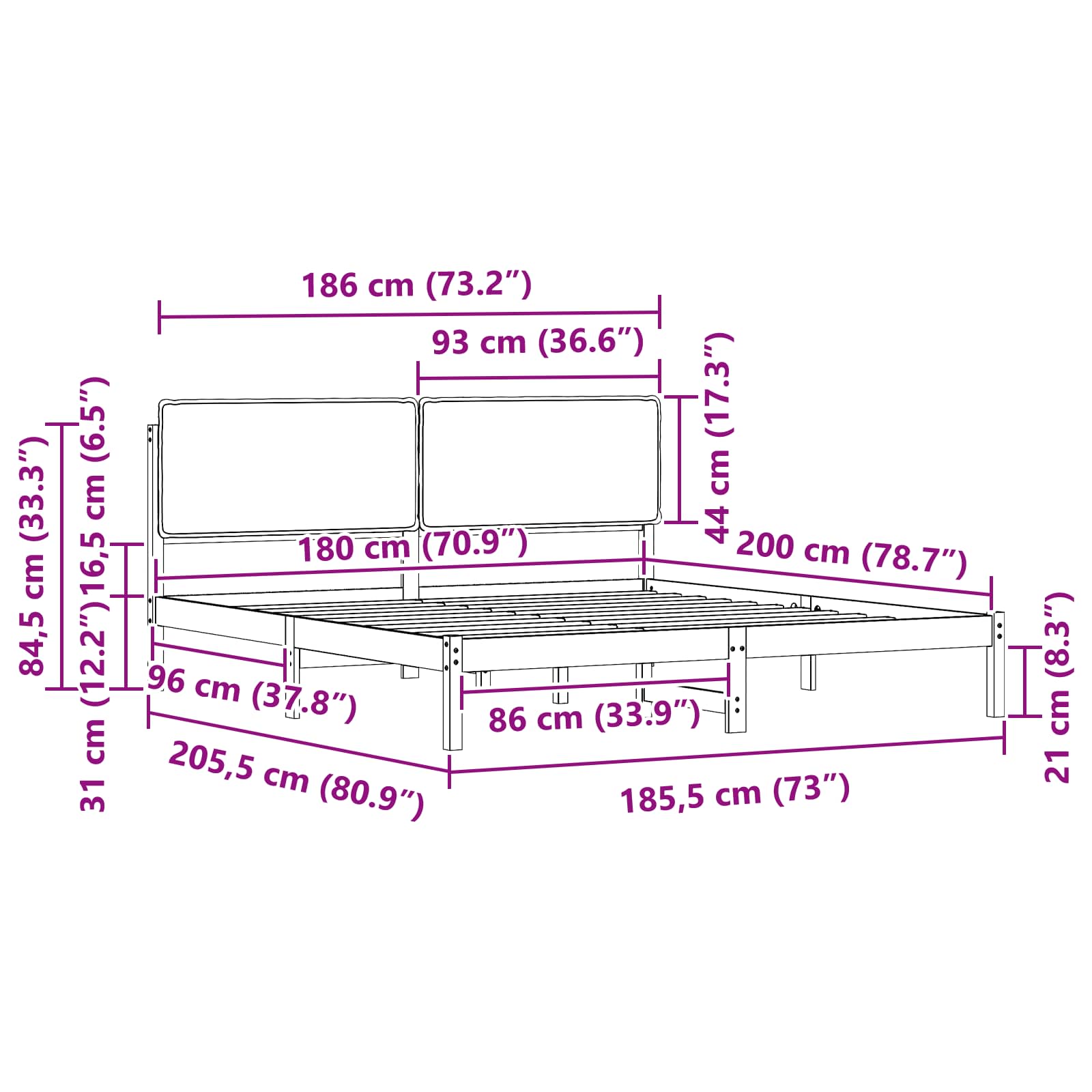 Bettgestell mit gepolstertem Kopfteil Hellgrau 200 x 200 cm