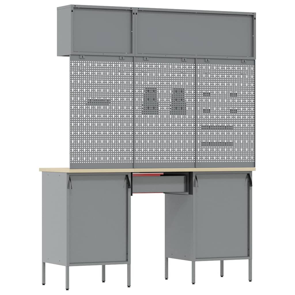 Arbeitsschrankset mit Schubladen mit Regal 8 pcs Grau