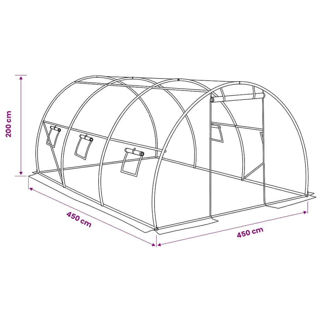 Gewächshaus 4,5 m² 300x150x200 cm