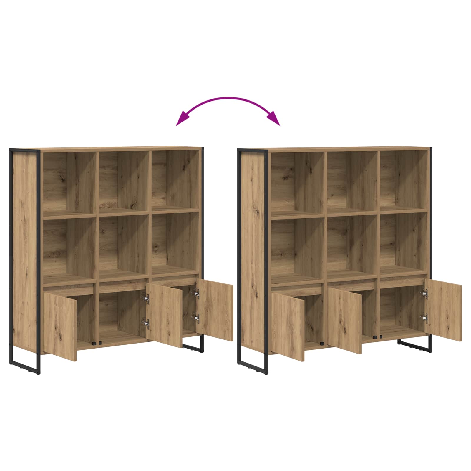Bücherregal 2 pcs Schwarz Eichen-Optik 99,5 x 30 x 108 cm