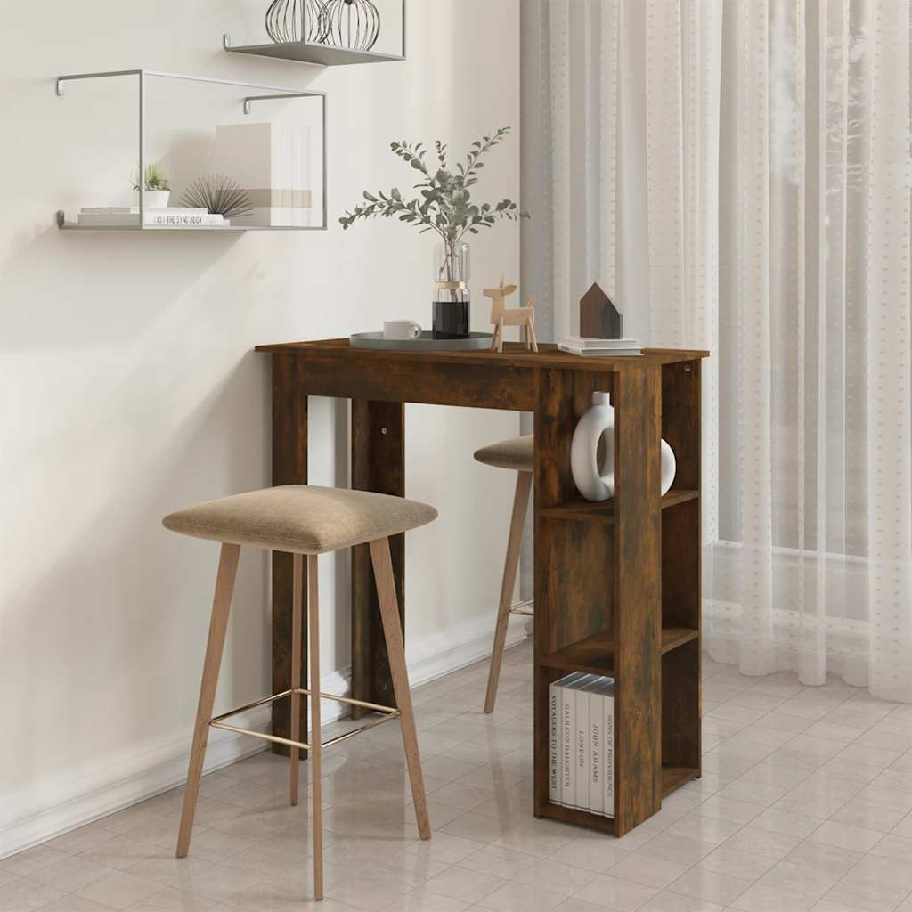 Bartisch mit Regal Weiß 102x50x103,5 cm Holzwerkstoff