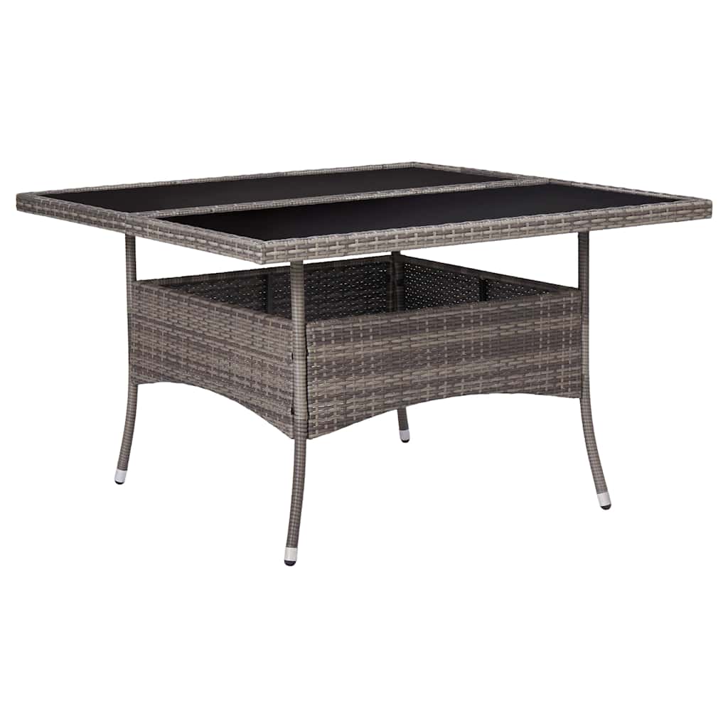 Garten-Esstisch Braun Poly Rattan und Glas