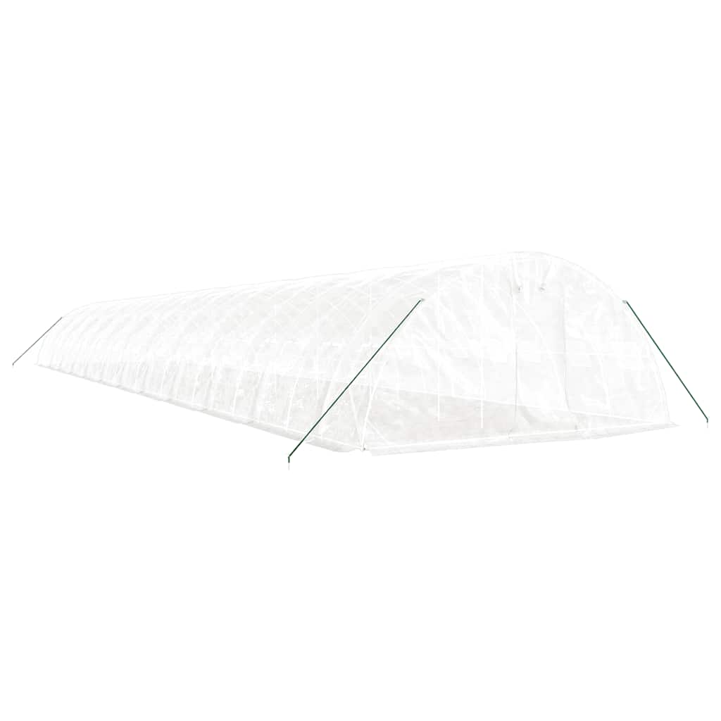 Gewächshaus mit Stahlrahmen Weiß 40 m² 8x5x2,3 m