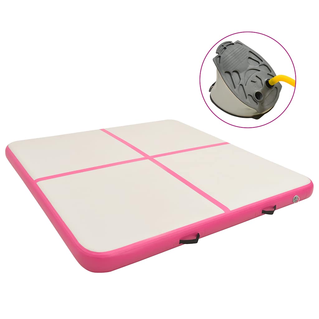 Aufblasbare Gymnastikmatte mit Pumpe 300×100×10 cm PVC Rosa