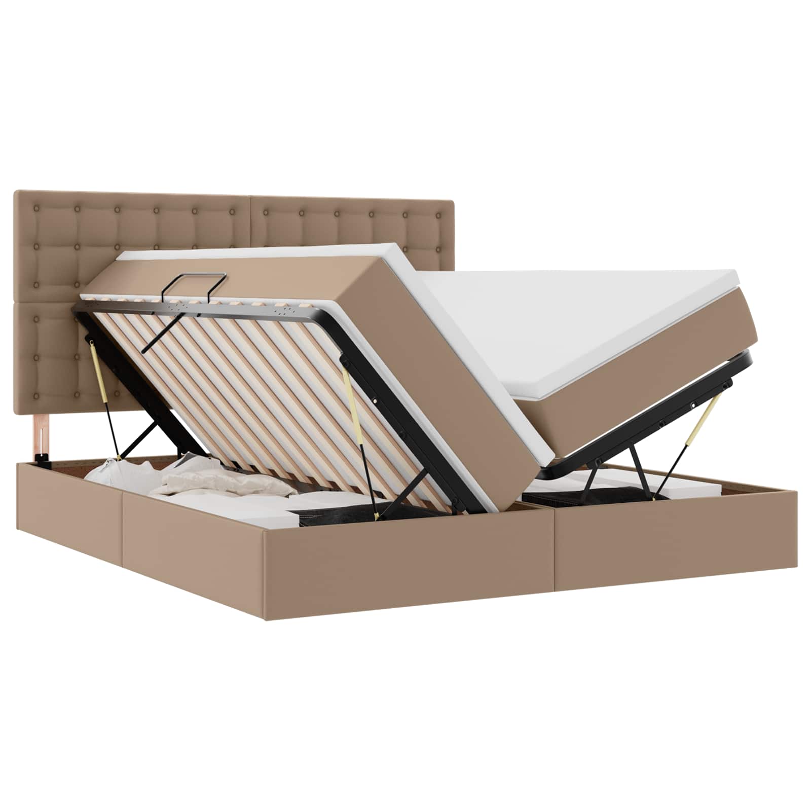 Bett mit Stauraum und LED Schwarz 180 x 200 cm Kunstleder