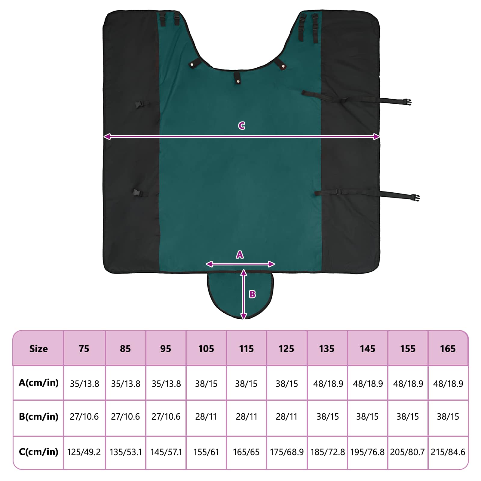 Pferdedecke Dunkelgrün und Schwarz 75 cm Polyester