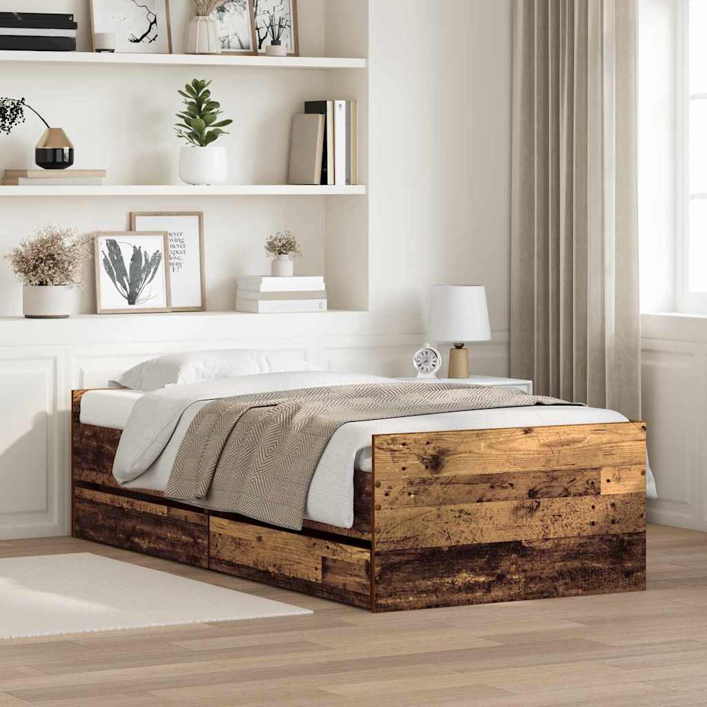 Bett mit Schubladen Braun Eiche-Optik 75x190 cm
