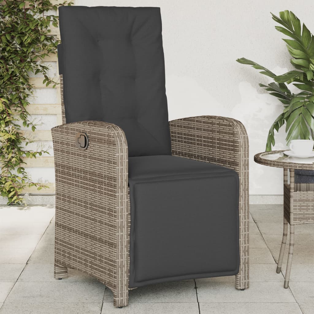 Gartensessel mit Fußteil Verstellbar Schwarz Poly Rattan