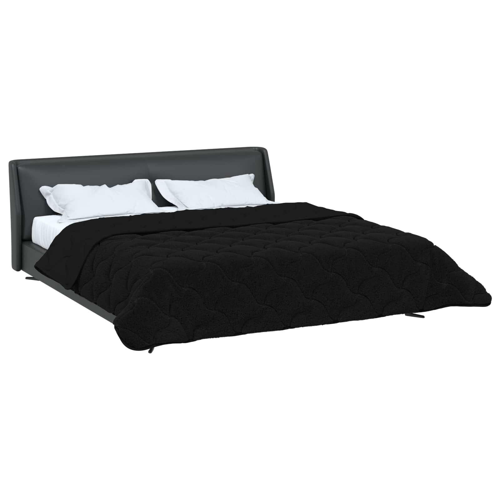 Sommerdecke Anthrazit 135 x 200 cm Mikrofaser und Teddy-Fleece
