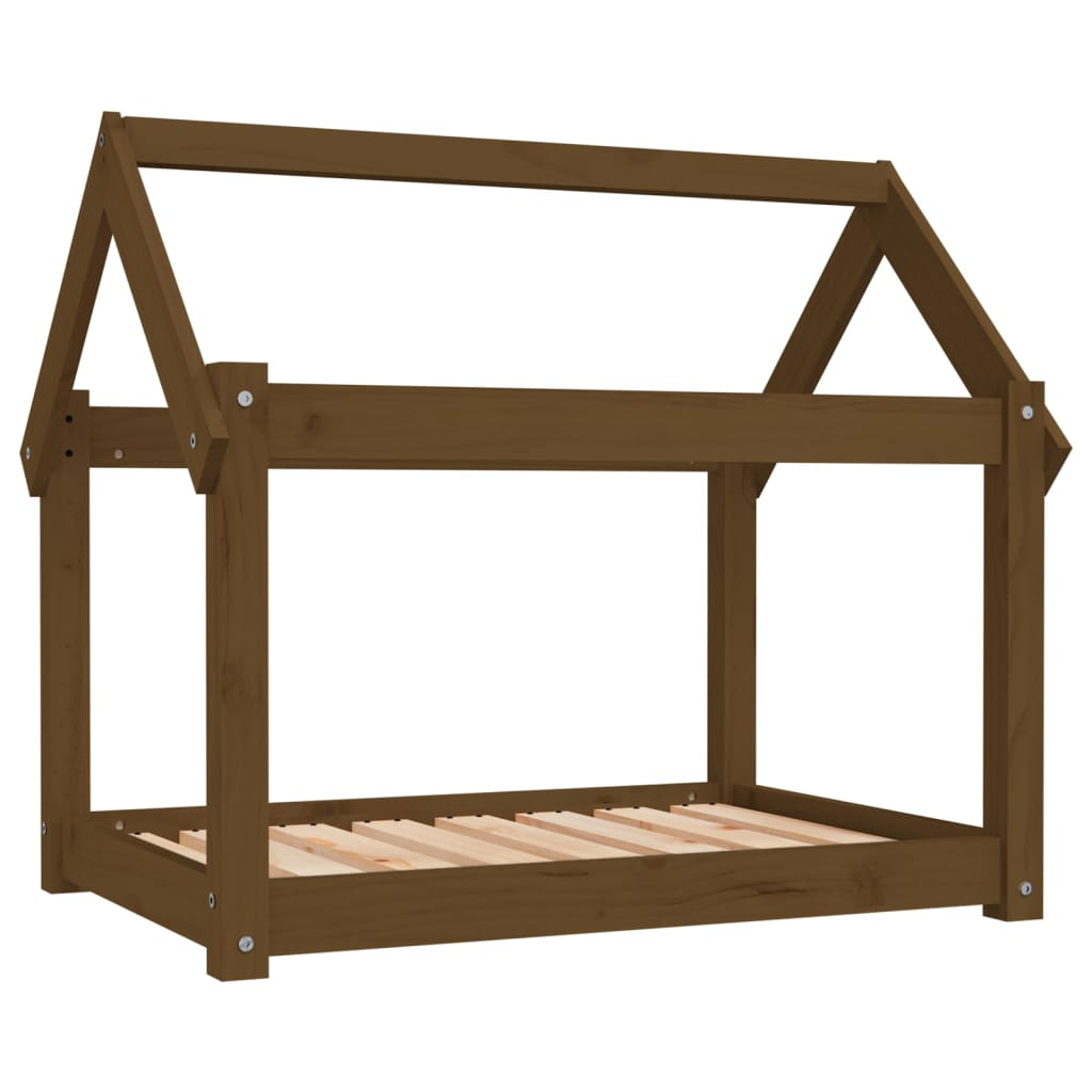 Hundebett Grau 61x50x70 cm Massivholz Kiefer