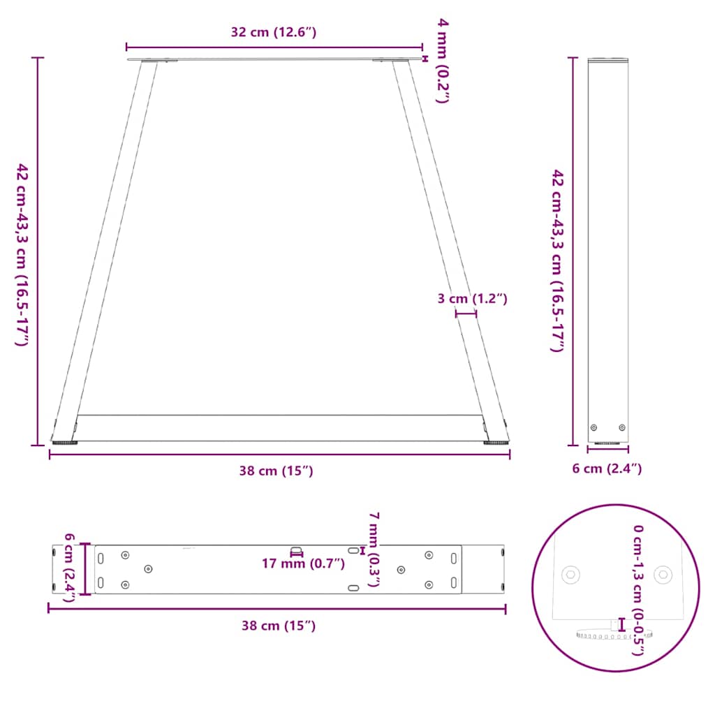 Couchtischbeine V-Form 2 Stück Schwarz 30x(30-31,3) cm Stahl