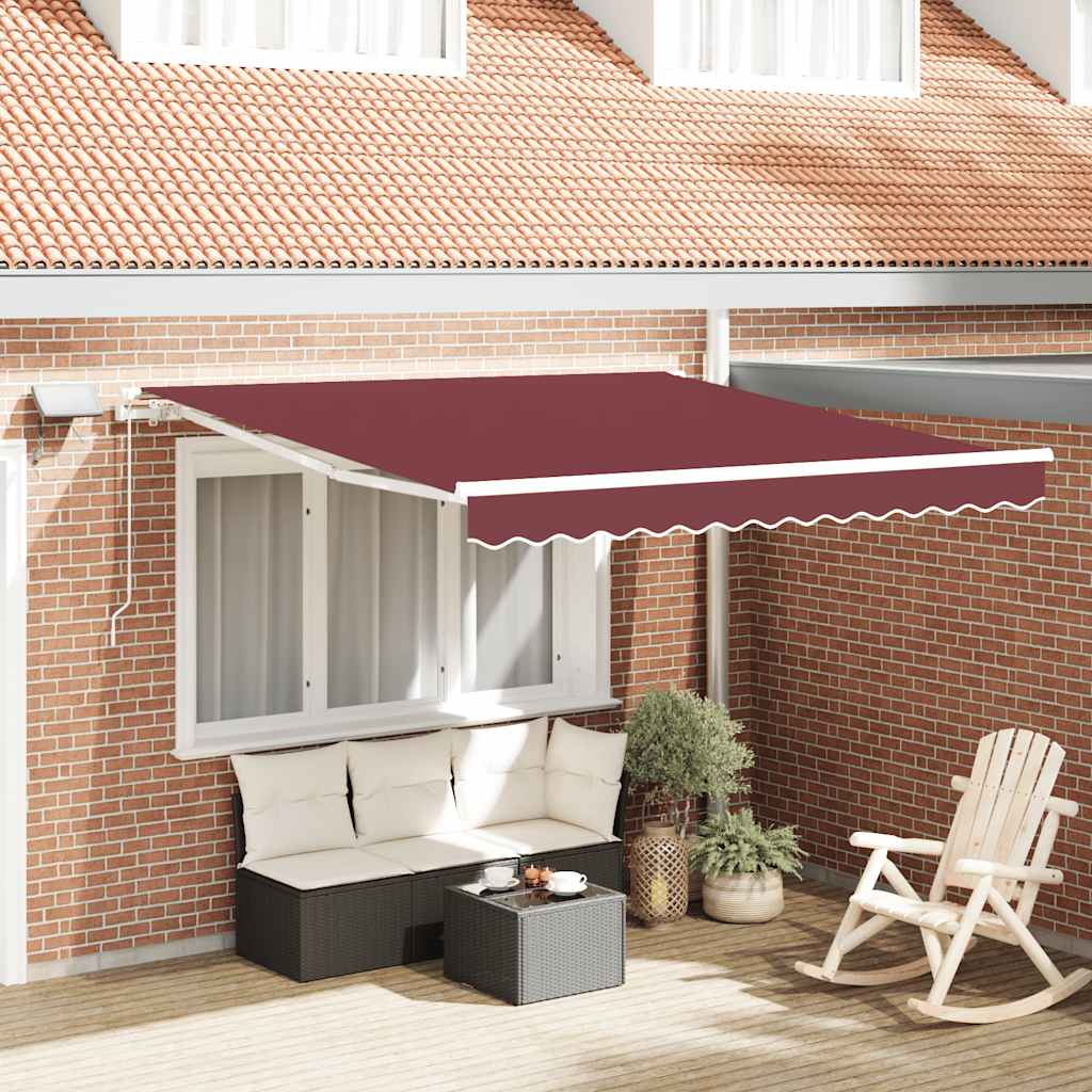 Markise Manuell Einziehbar mit LED 300x250 cm Blau und Weiß