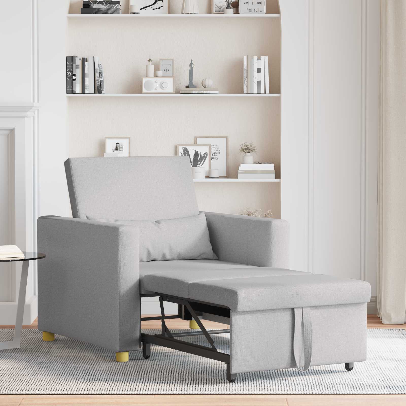 Ausziehbare Schlafcouch Einzel Hellgrau 90 x 165 x 87 cm Stoff