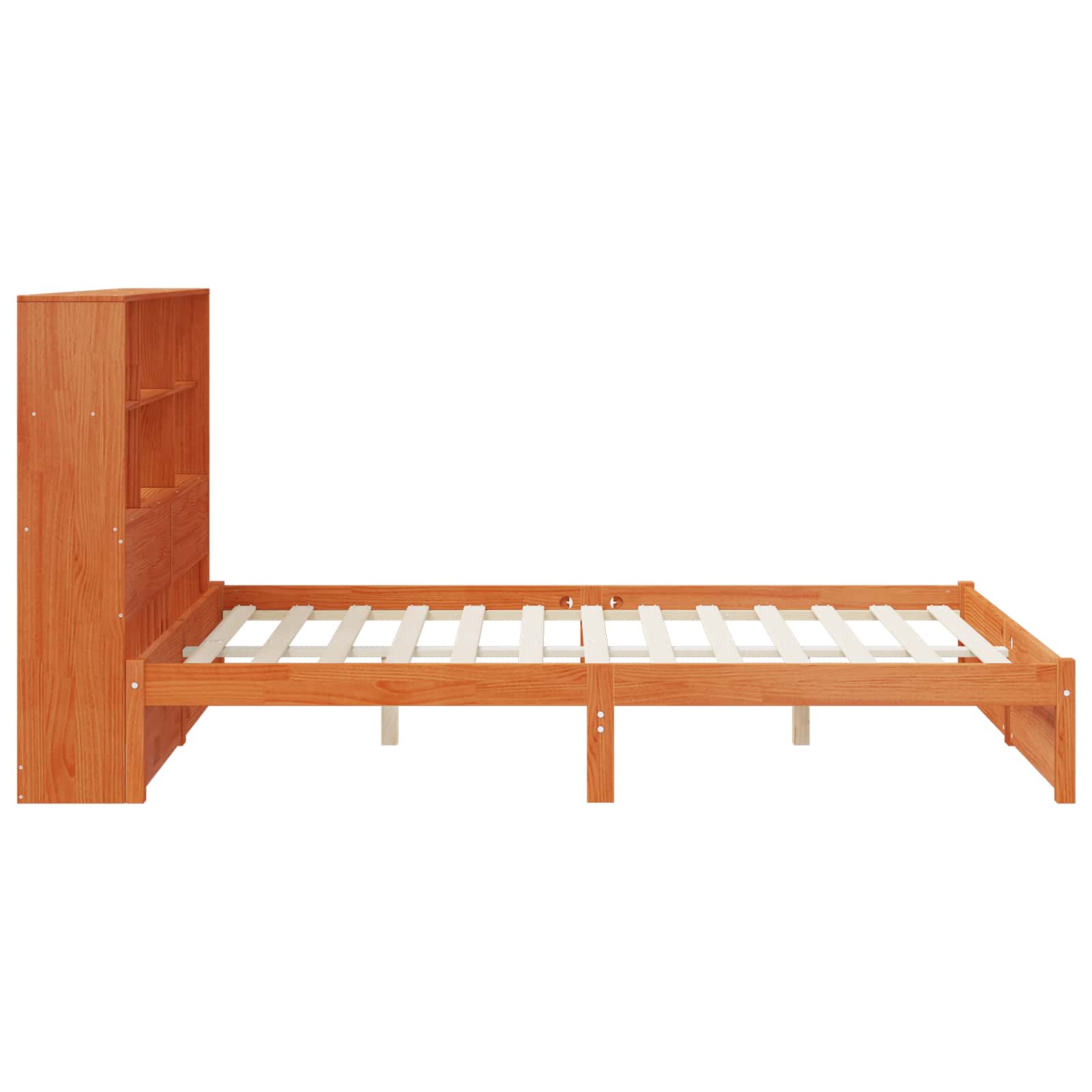 Bettgestell mit Aufbewahrungskopfteil Wachsbraun 150 x 200 cm
