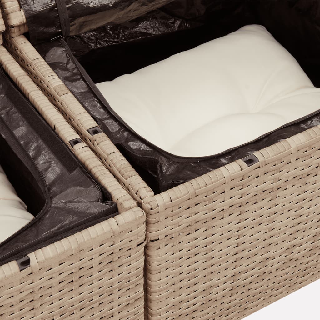 10-tlg. Garten-Sofagarnitur mit Kissen Schwarz Poly Rattan