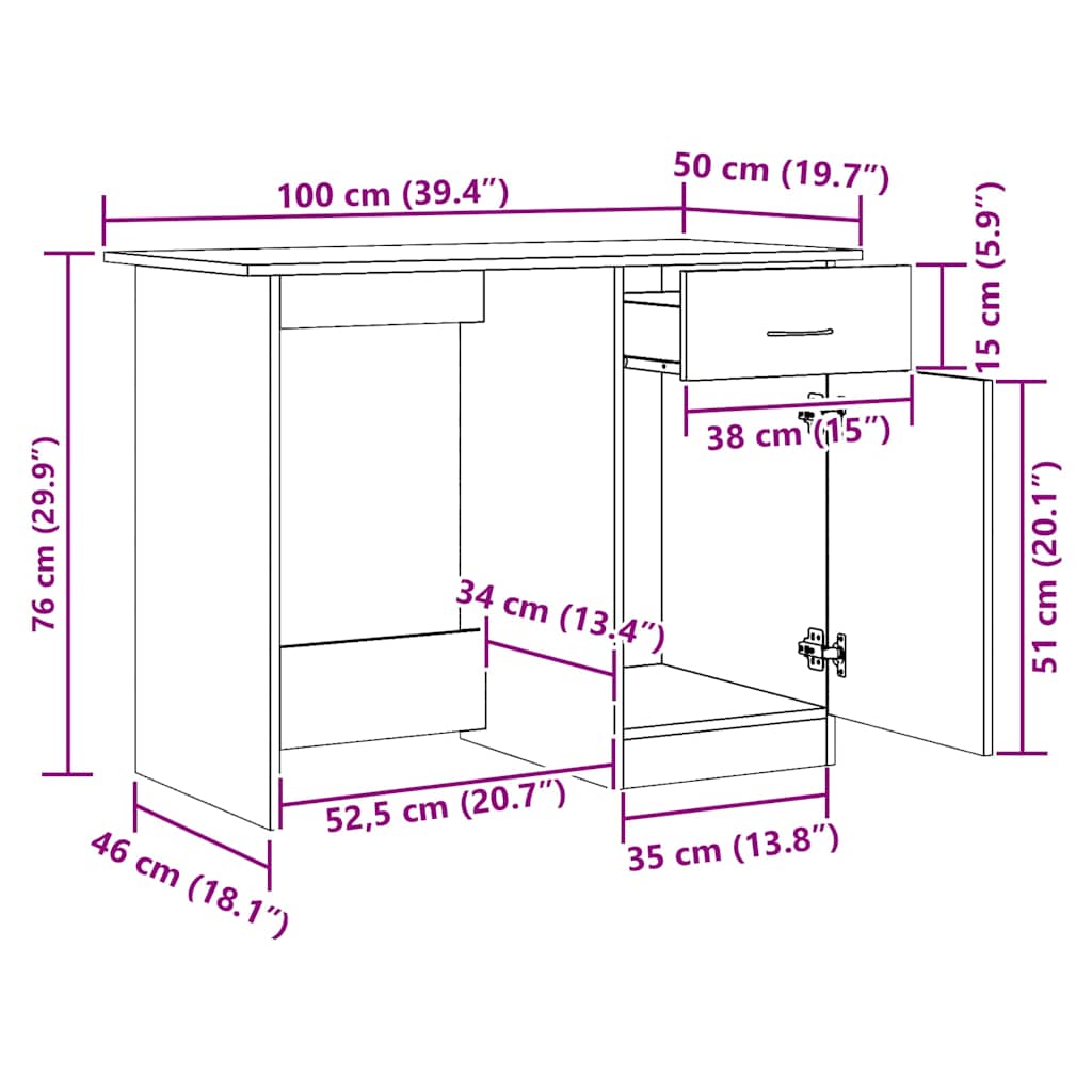 Schreibtisch Weiß 100×50×76 cm Holzwerkstoff