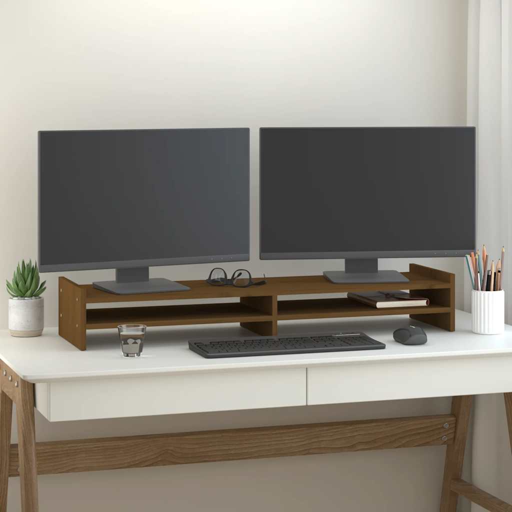 Monitorständer 50x27x15 cm Massivholz Kiefer