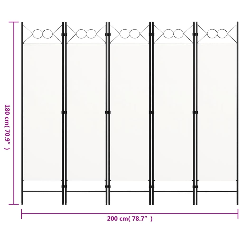 5-tlg. Raumteiler Anthrazit 200 x 180 cm