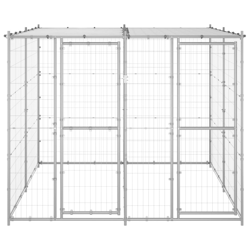 Outdoor-Hundezwinger Stahl mit Überdachung 110x220x180 cm
