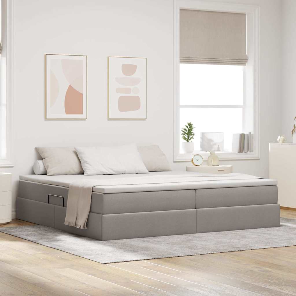 Aufbewahrungsbett mit Matratze Hellgrau 90 x 190 cm Polyester