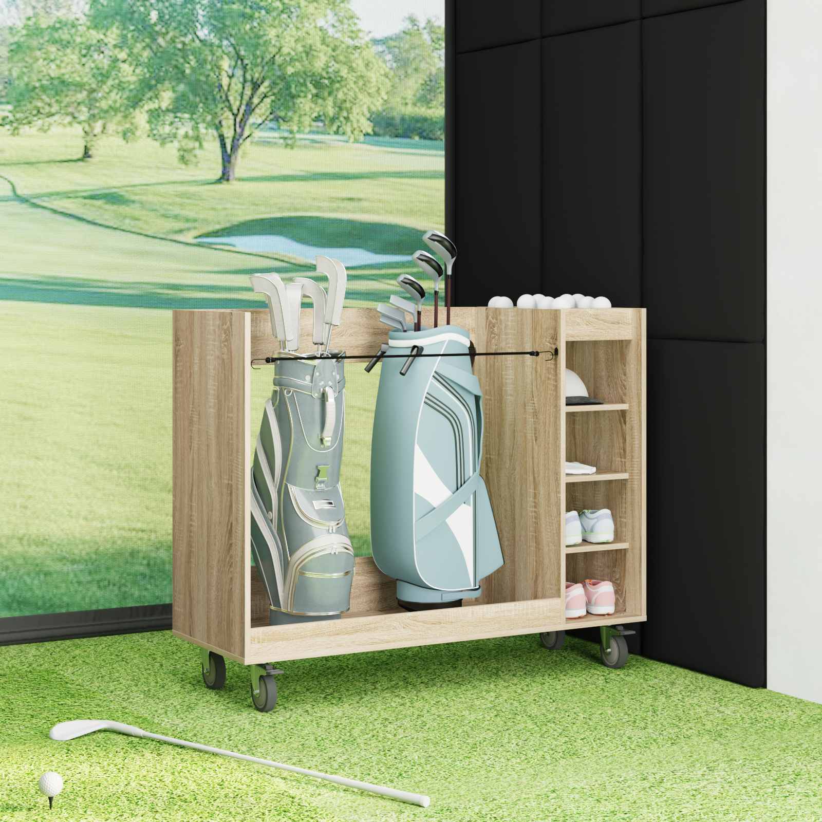 Golf Schrank Mit Rad Uni Weiß 65 x 45 x 98 cm