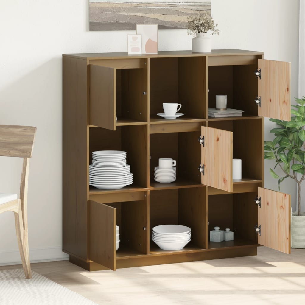 Highboard 110,5x35x117 cm Massivholz Kiefer