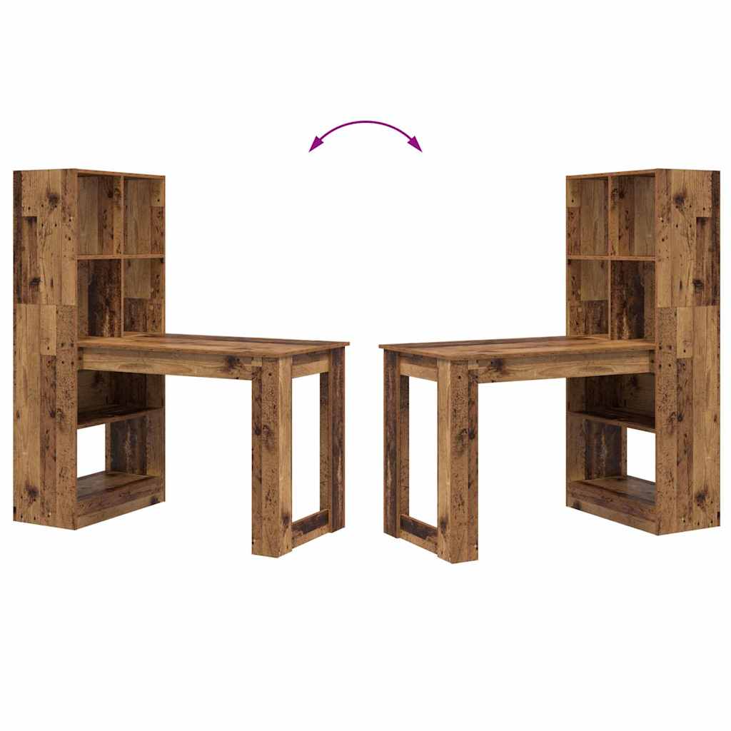 Schreibtisch mit Regal Schwarz Eichen-Optik 122 x 67 x 145 cm