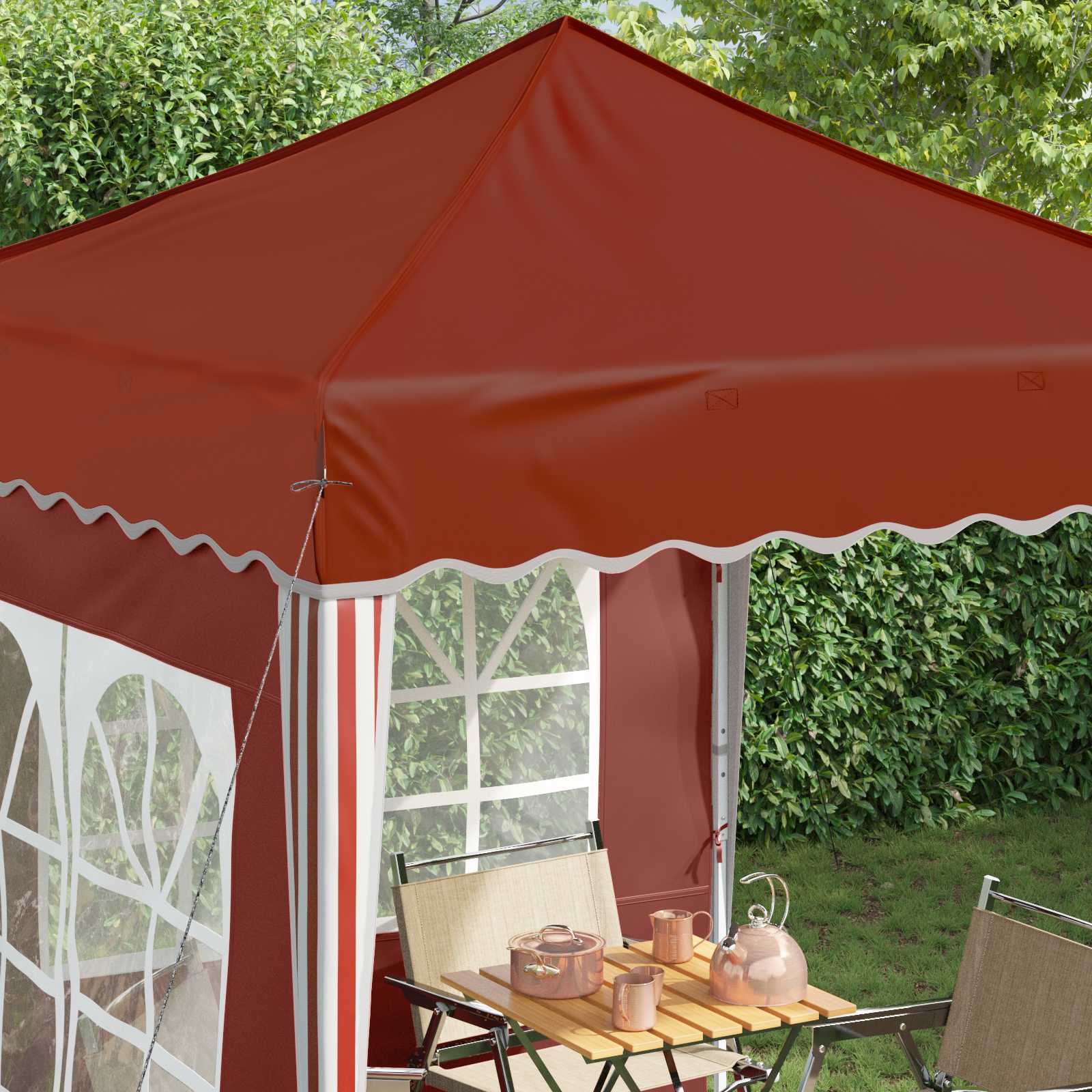 Pop-up Partyzelt 195 x 195 x 245 cm Creme Oxford-Stoff