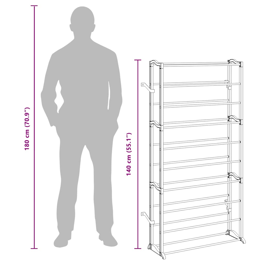 Schuhregal für 40 Paar Schuhe Schuhschrank 140cm