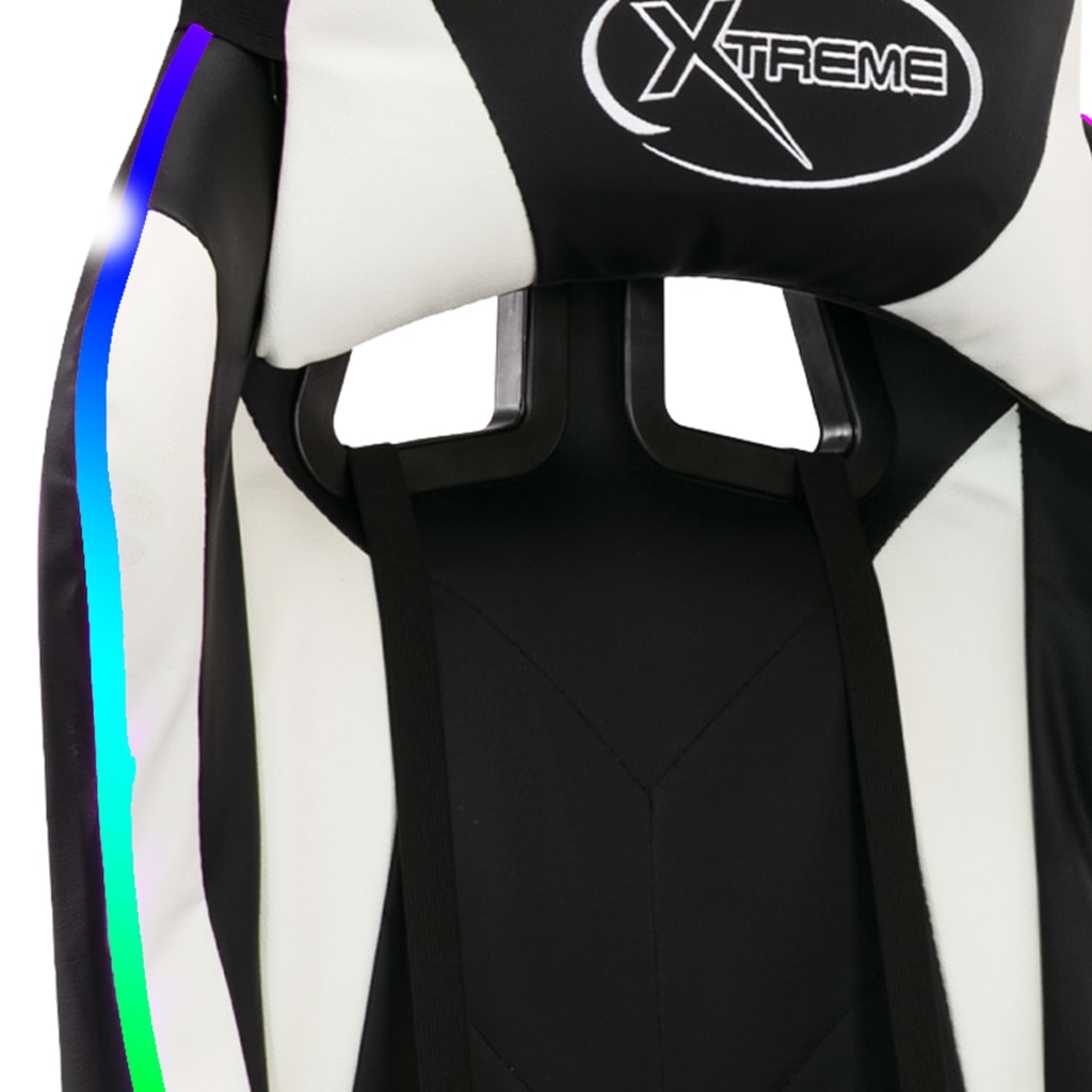 Gaming-Stuhl mit RGB LED-Leuchten Blau und Schwarz Kunstleder