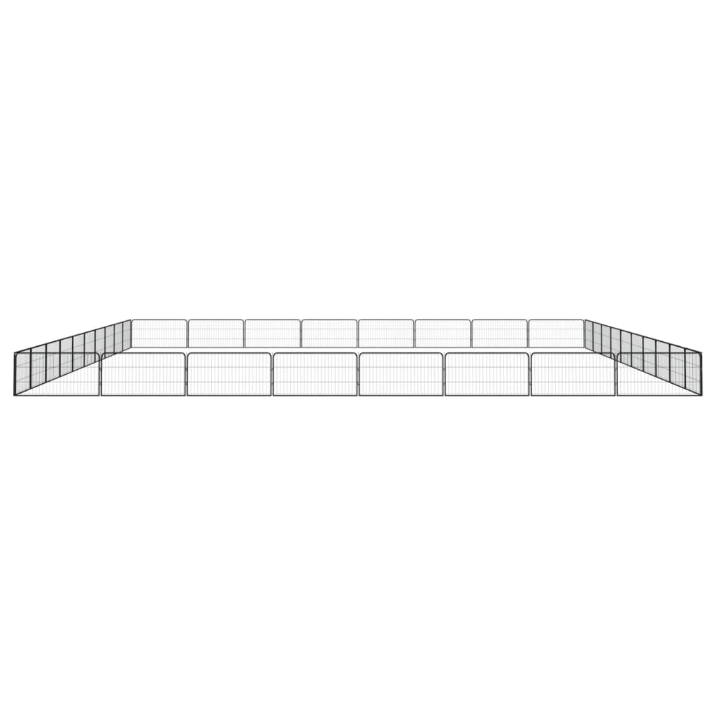 4-tlg. Hundelaufstall Schwarz 100x50cm Stahl Pulverbeschichtung