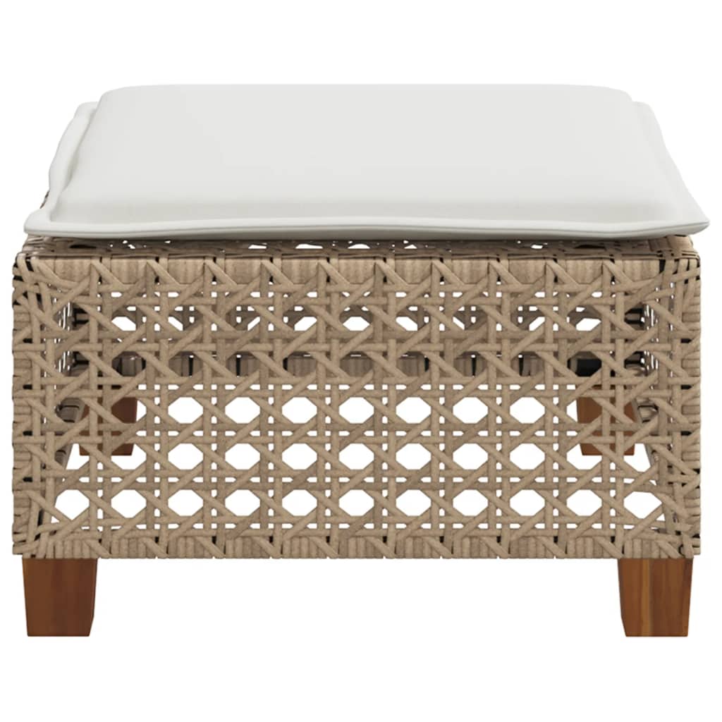 Gartenhocker mit Kissen Schwarz 63,5x56x32 cm Poly Rattan