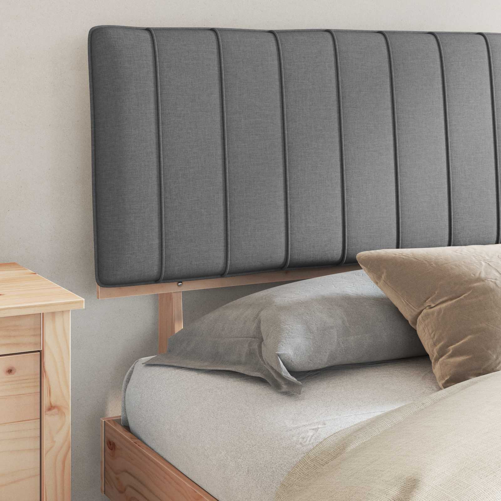 Bettgestell mit gepolstertem Kopfteil Hellgrau 200 x 200 cm