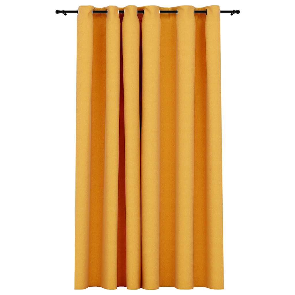Verdunkelungsvorhang mit Ösen Leinenoptik Schwarz 290x245 cm