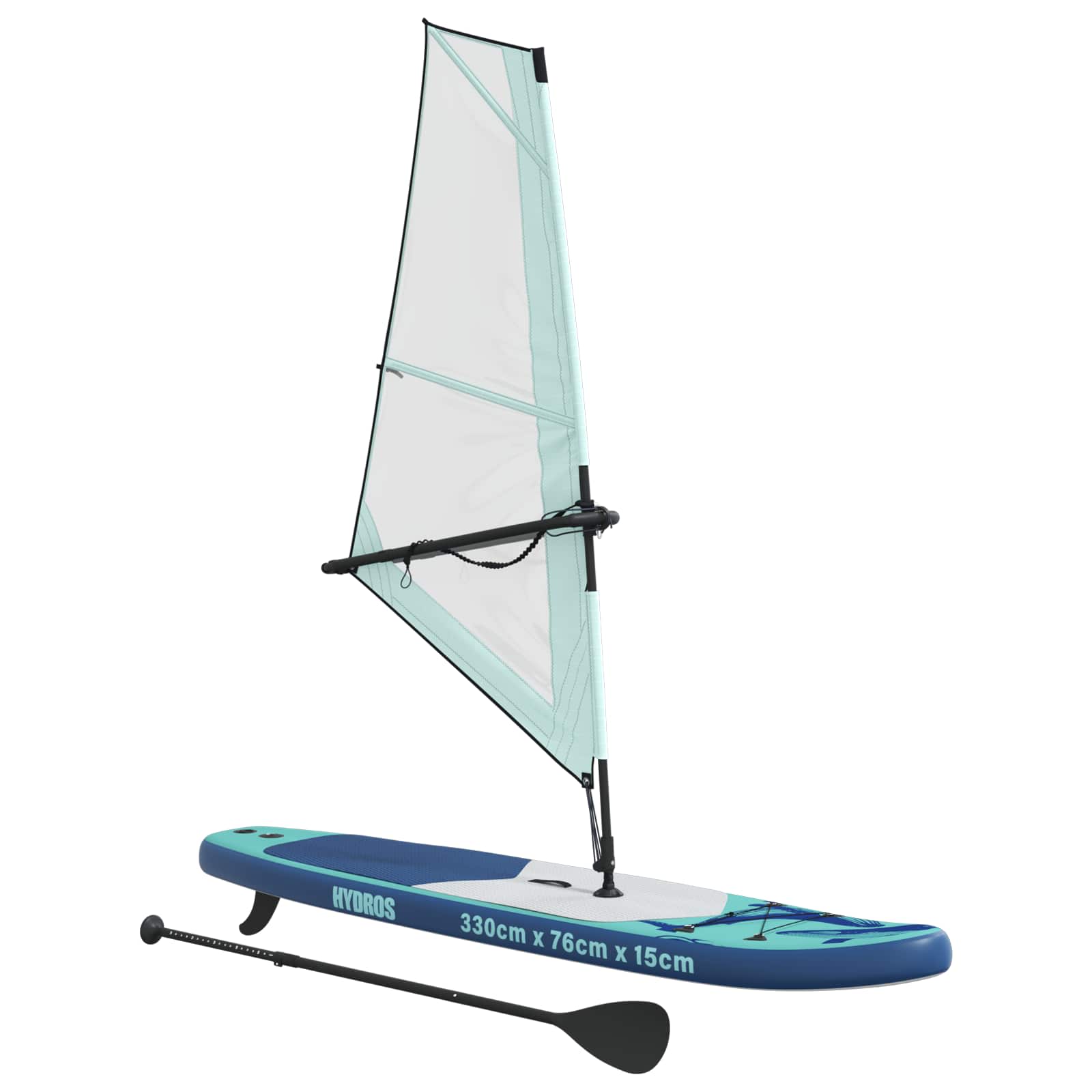 Aufblasbares SUP-Board mit Segel HYDROS 330 x 76 x 15 cm Türkis