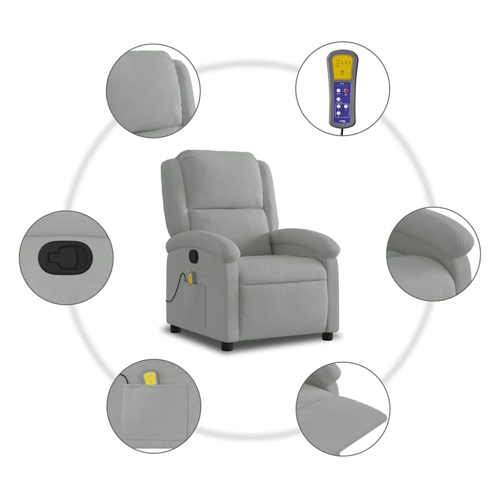 Relaxsessel Elektrisch Hellgrau Samt