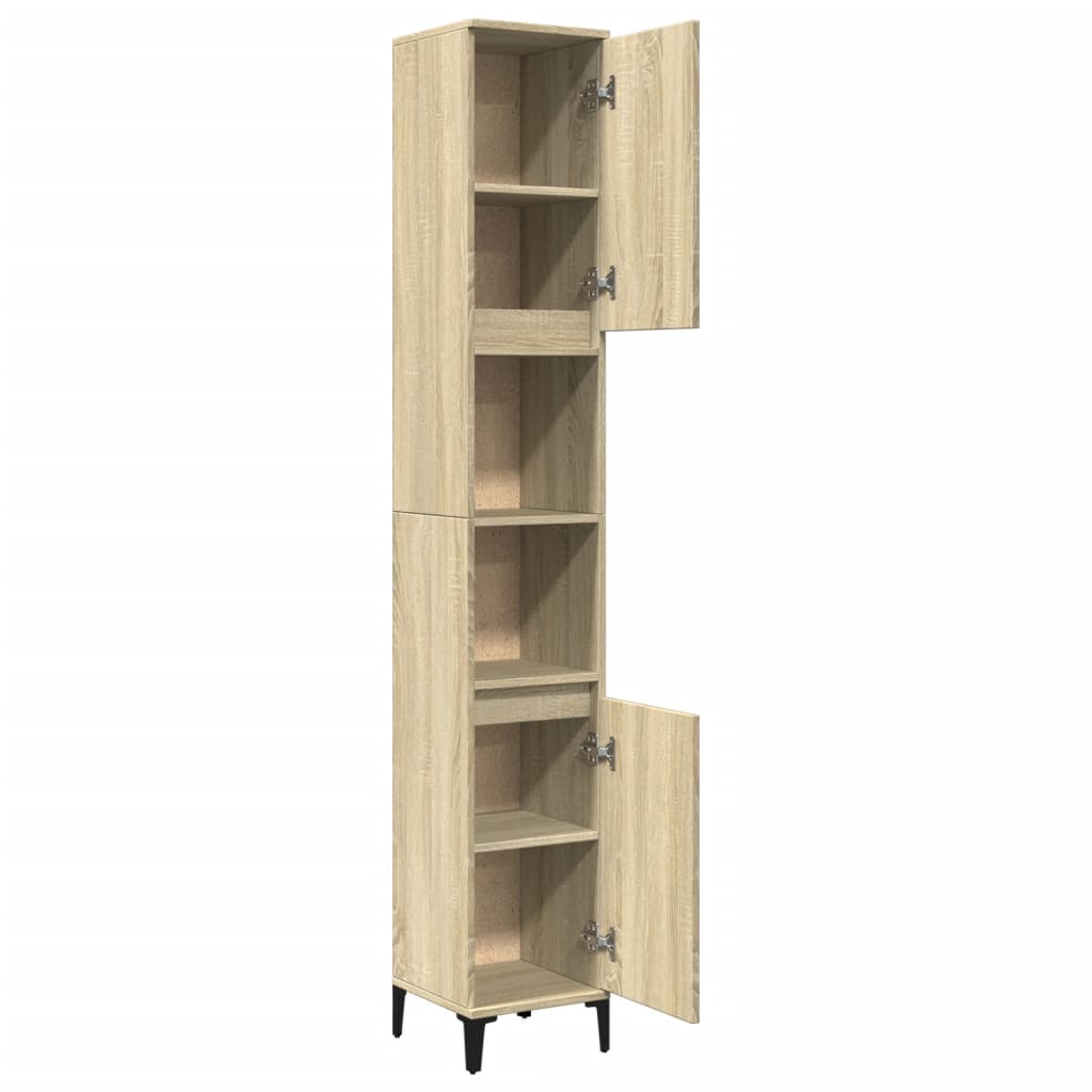 Badschrank Weiß 30x30x190 cm Holzwerkstoff