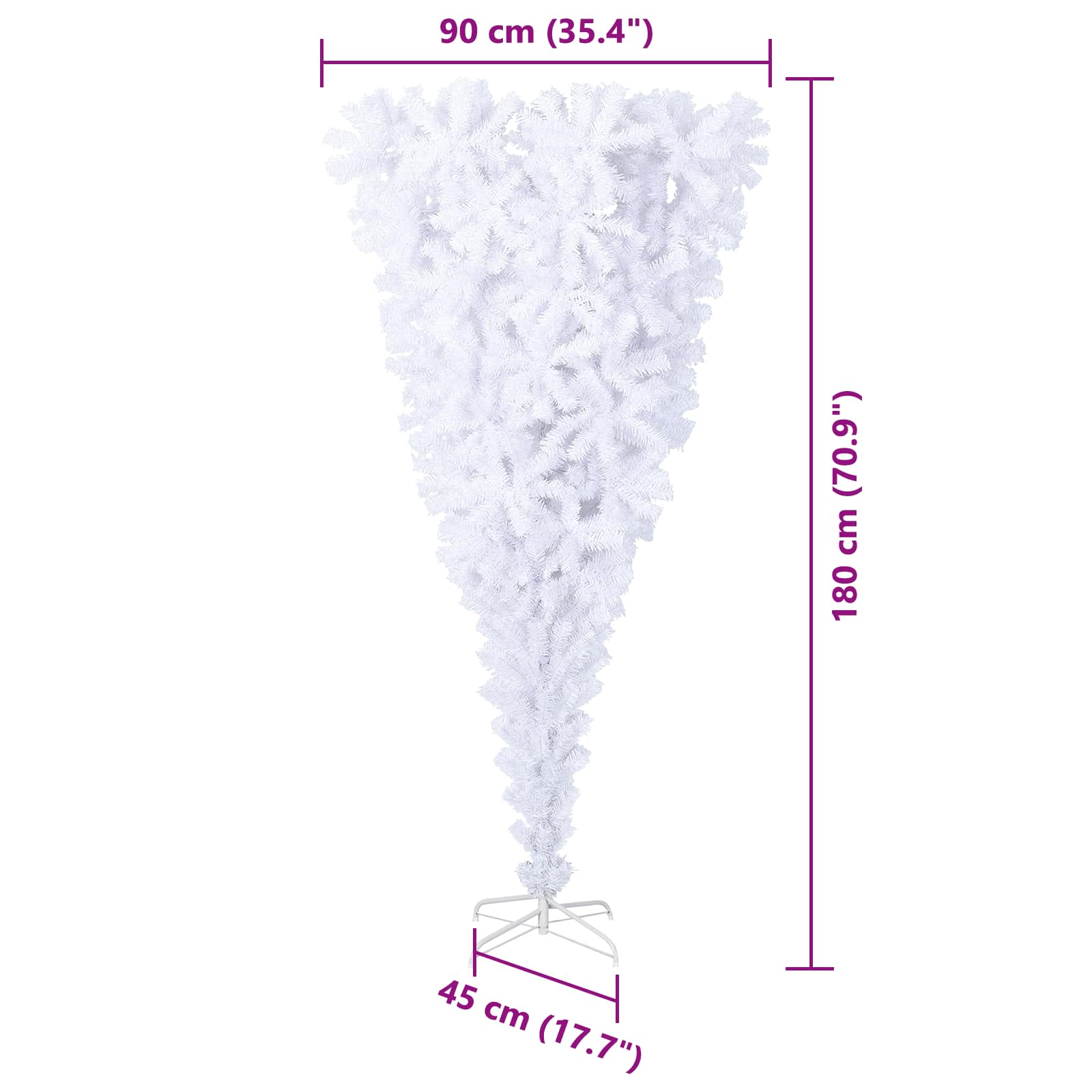 Künstlicher Weihnachtsbaum Weiß 180 cm PVC und Stahl