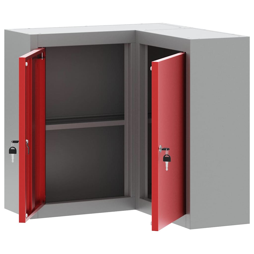 Werkzeugschrank mit Regal Schwarz und Grau 55 x 55 x 55 cm