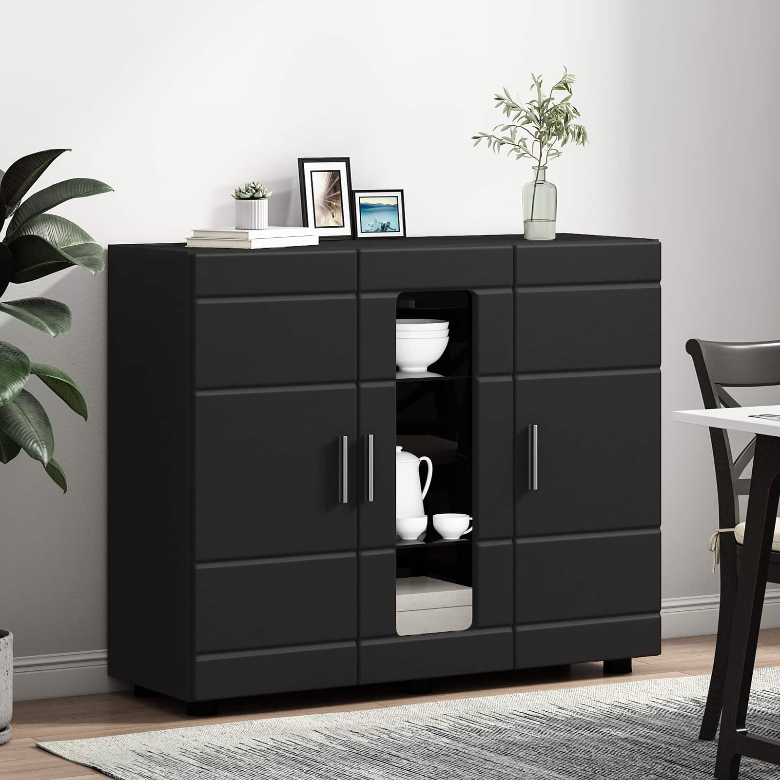 Highboard mit Regal FLORIN Weiß 60 x 35 x 182 cm Holzwerkstoff