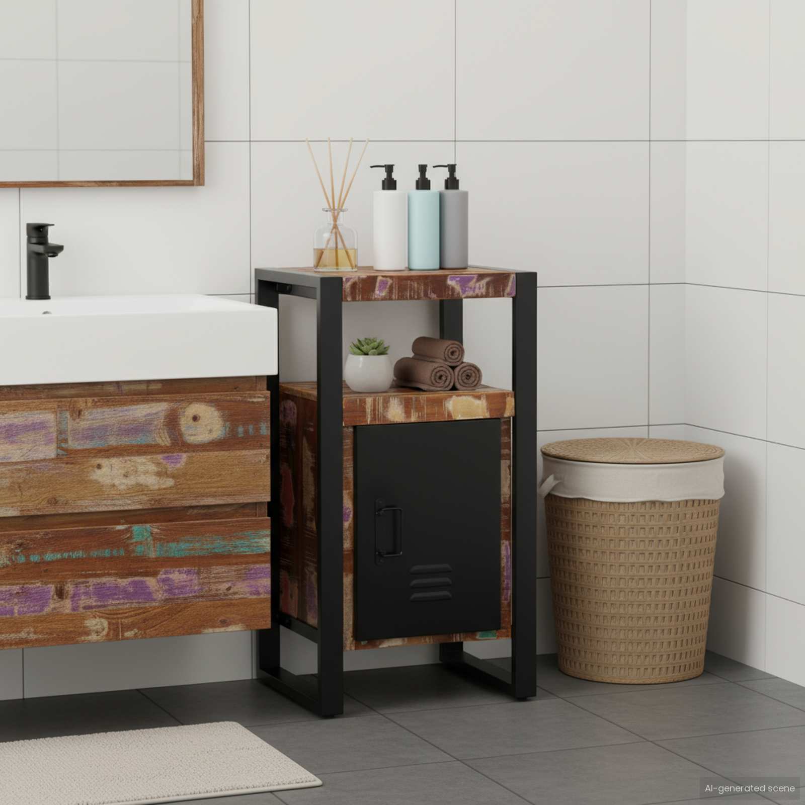 Badezimmerschrank Braun 40 x 35 x 75 cm Massivholz Mango