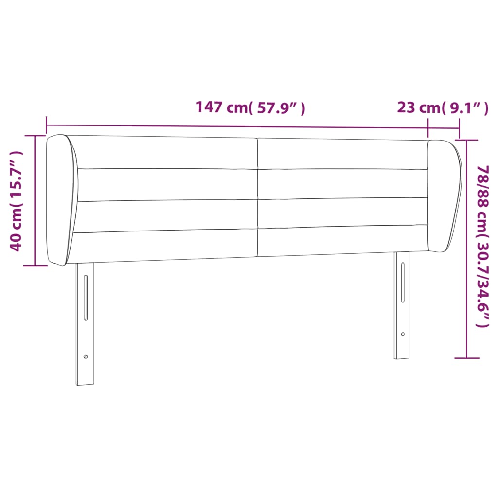 Kopfteil mit Ohren Dunkelblau 203x23x118/128 cm Samt