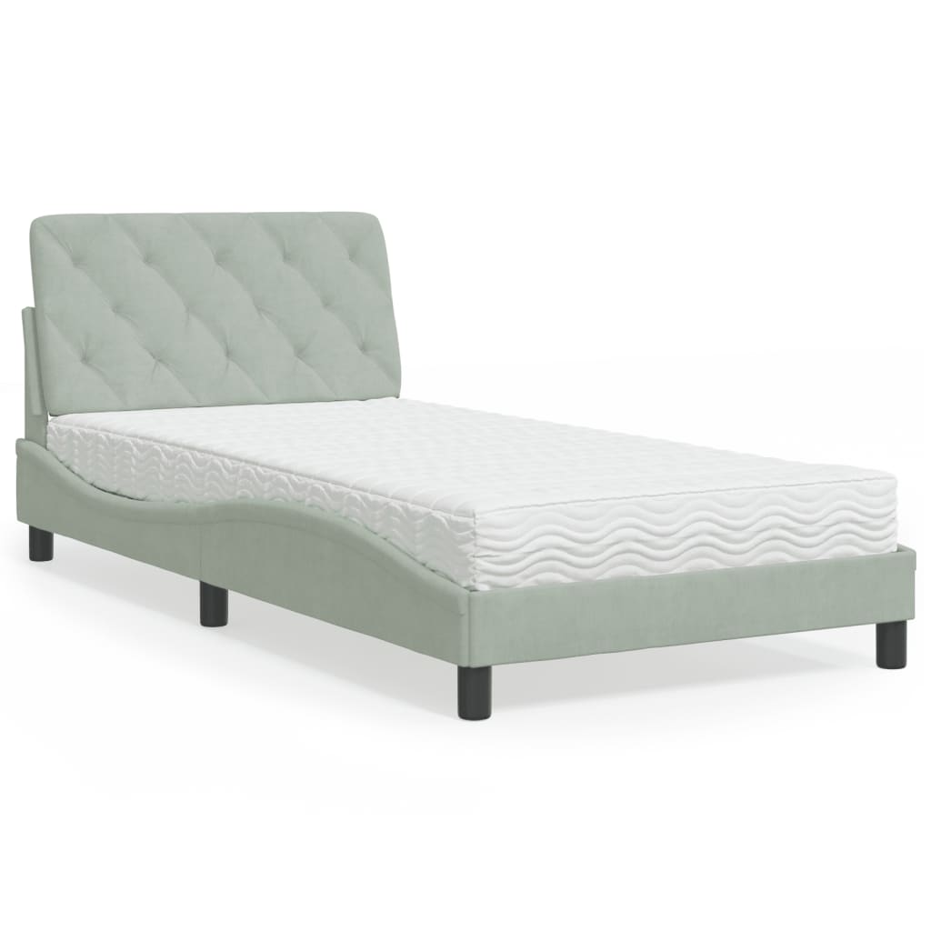 Bett mit Matratze Hellgrau 80x200 cm Samt
