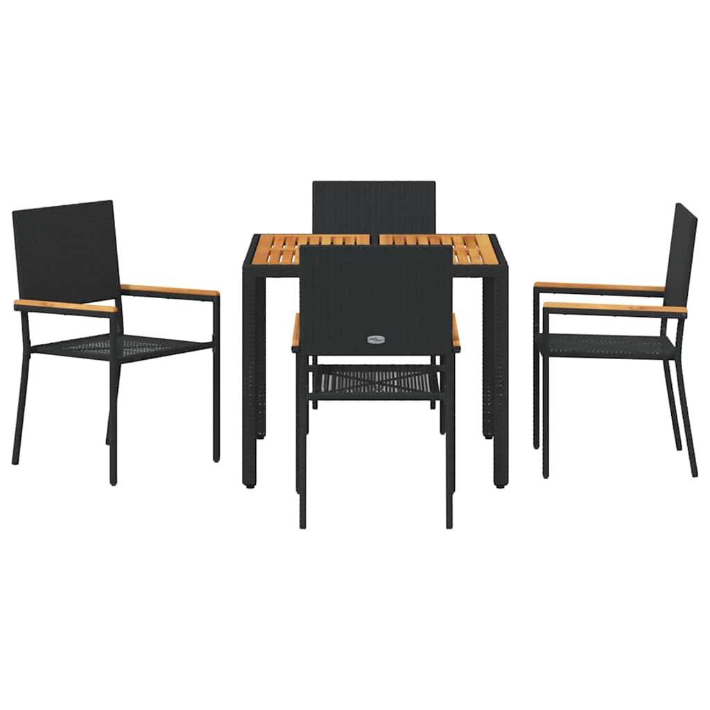 Garten Essgruppe 3 pcs Schwarz Poly-Rattan