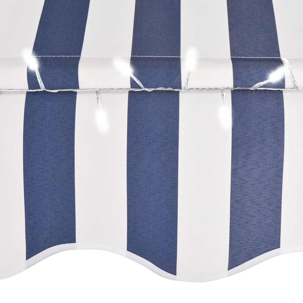 Einziehbare Markise Handbetrieben mit LED 100 cm Blau und Weiß