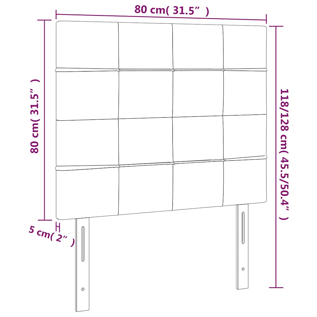 Kopfteil Hellgrau 80x5x118/128 cm Samt