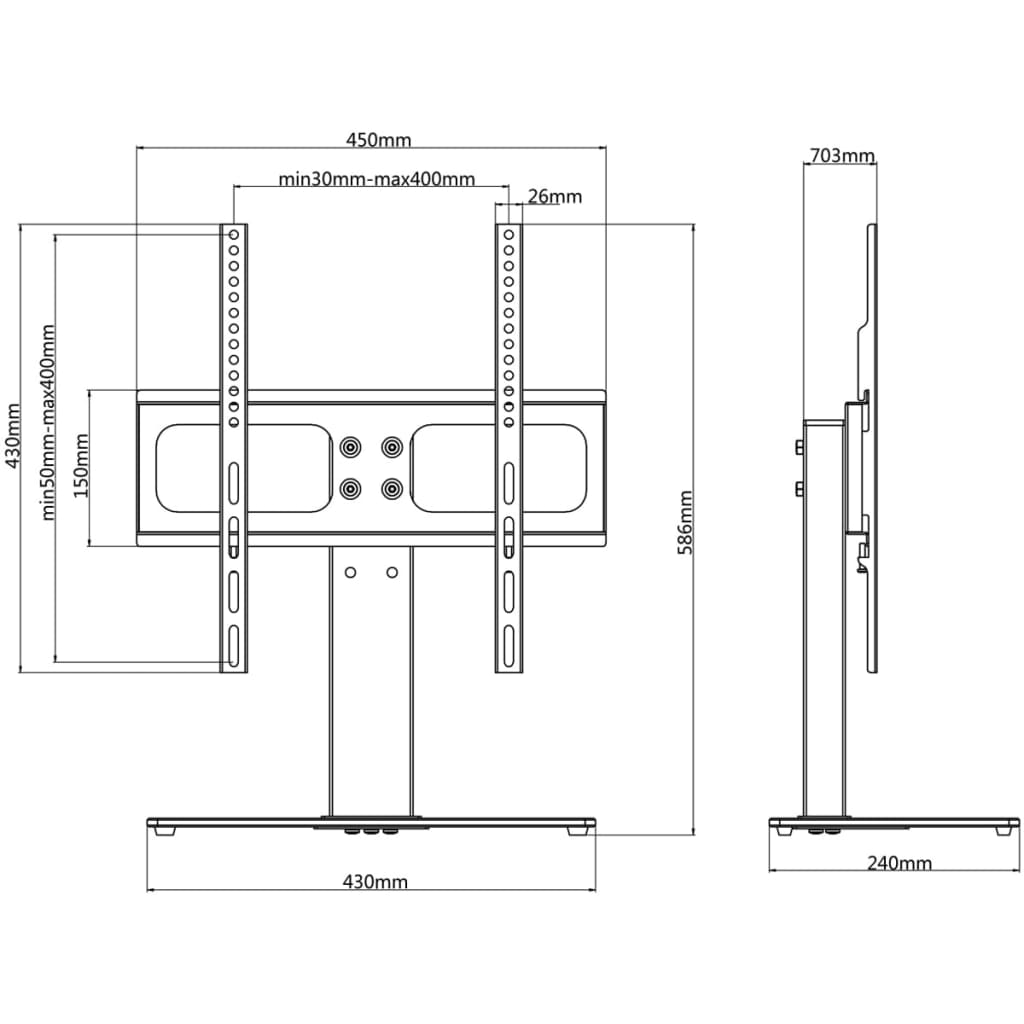 TV-Ständer für 37-55 Zoll Bildschirme Max VESA 600x400 mm 40kg